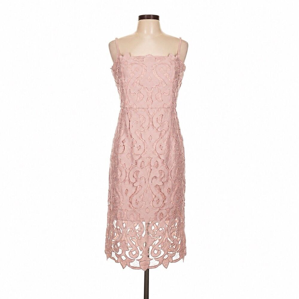 Bardot Blush Pink Lace Midi Cocktail Dress Size US 10 L NWT Spaghetti Strap